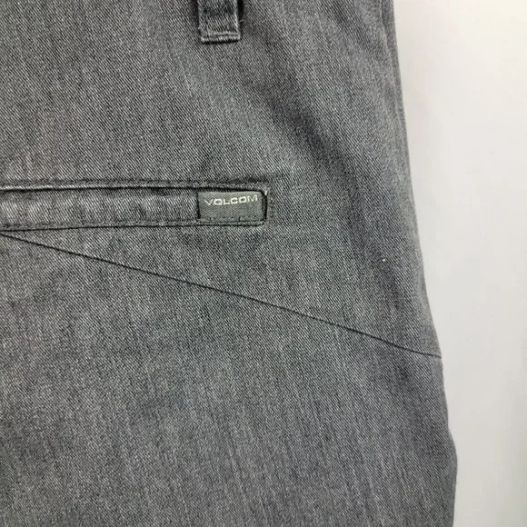 Volcom Mens Frickin Chino Shorts Gray Relaxed Fit Slit Pockets Size 36 - Picture 5 of 8